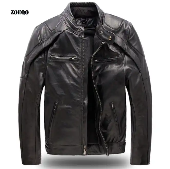 jaqueta de couro de ovelha masculina