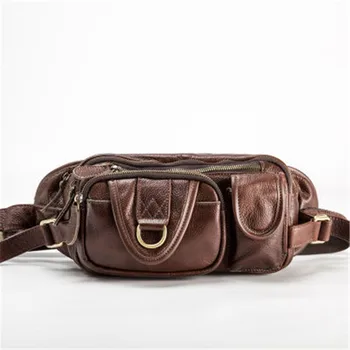 

ALAVCHNV retro handmade leather male multi - functional pockets casual personality cowhide oblique cross package 6483