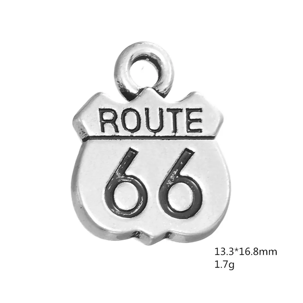 Сплав цинка Route 66 дорожный знак Подвески слово подвески с буквами