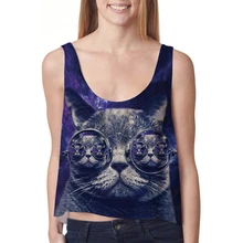 2017 Multicolor T-Shirts 3D Print Women Tank Tops & Camis Sleeveless Vest Girls Summer Short Crop Tops Irregular