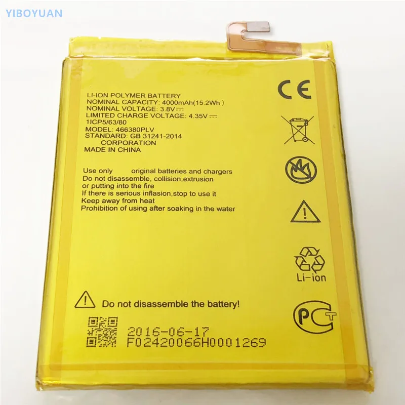 3,8 V 4000 мА/ч, 466380PLV для zte лезвие A610 BA610T A610C A612 Voyage 4 MT6735 MT6735P 5," Батарея