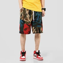 Летние шорты свободного покроя цвета хаки Для мужчин Хлопок Уличная по колено Для мужчин s шорты-карго боковой карман Camo бермуды Для мужчин шорты