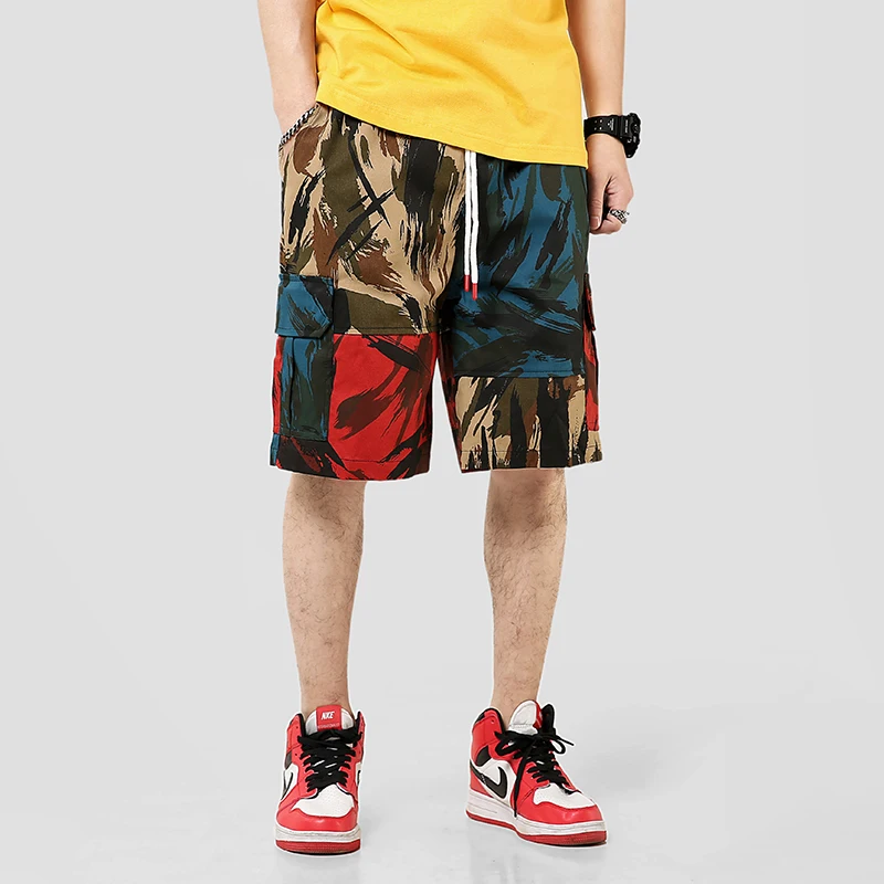 

Summer Camouflage Casual Shorts Men Cotton Streetwear Knee Length Mens Cargo Shorts Side-pocket Camo Bermuda Men's Shorts