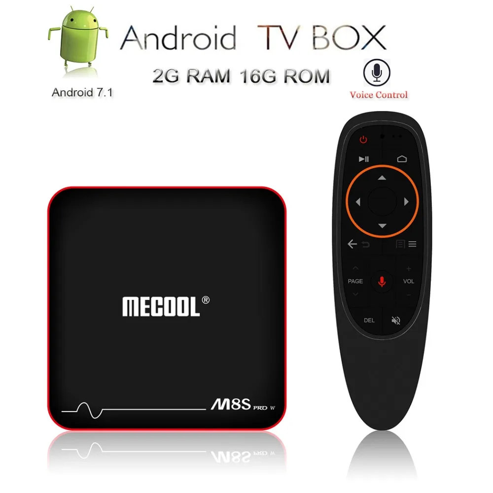 

Mecool M8S PRO W 7.1 Android TV Box Smart TV IPTV Set Top Box 4K H.265 HD Voice Remote Control Amlogic S905W 2G RAM/16G ROM