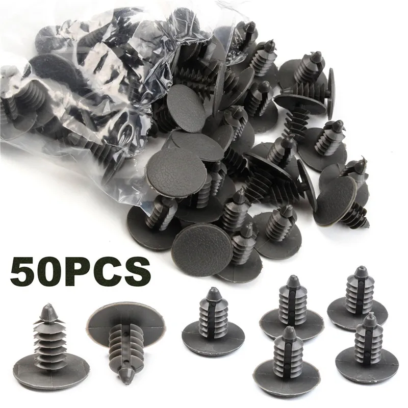 50 PCS Universal Black Plastic Clip Rivets Auto Interior Car Rivet 6