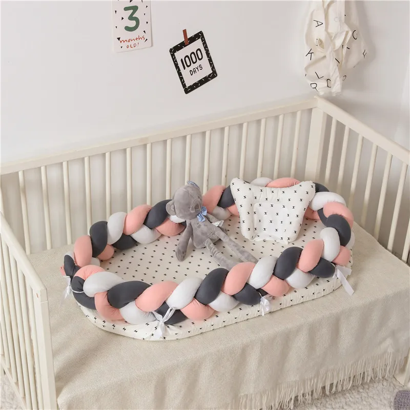  Portable Cotton Baby Bed Nest With Pillow Knot Long Handmade Knotted Braid Baby Bed Crib For Childr