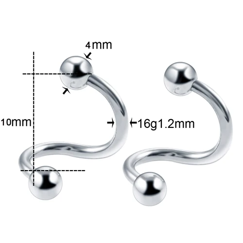 2 шт./лот, Пирсинг из нержавеющей стали, пирсинг, пирсинг в носу, пирсинг на спирали бровей, пирсинг, штанга, пирсинг, лингуа, ювелирные изделия для тела - Окраска металла: Style 19