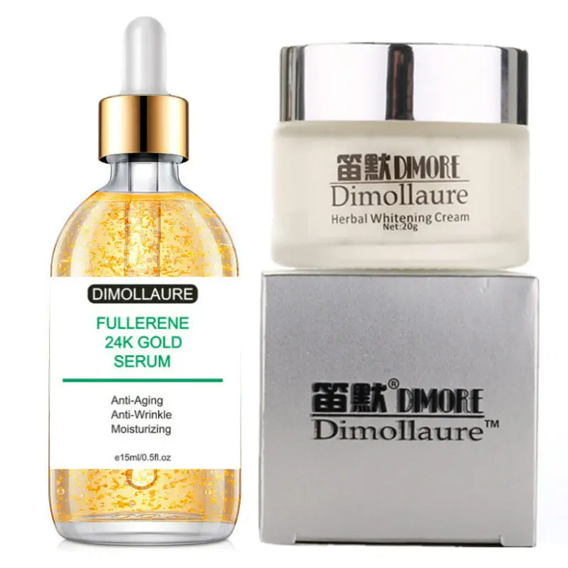 

Dimollaure whitening Freckle cream+Fullerene 24k Gold Serum Anti-aging wrinkle Serum Removal melasma sunburn brown spot melanin
