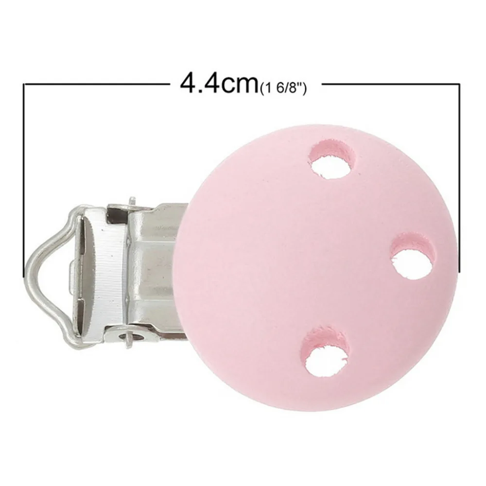 Hot Selling 5Pcs New Wood Home Baby Round Pacifier Clip Metal Holders 3 Hole 4.4cm x 2.9cm #330