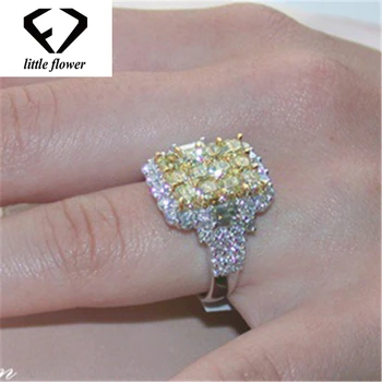 

14K Zircon Gold Diamond Rings for Women Round Jewelry Wedding Engagement Gift Luxury Inlaid Diamond Stone Rings Gemstone Females