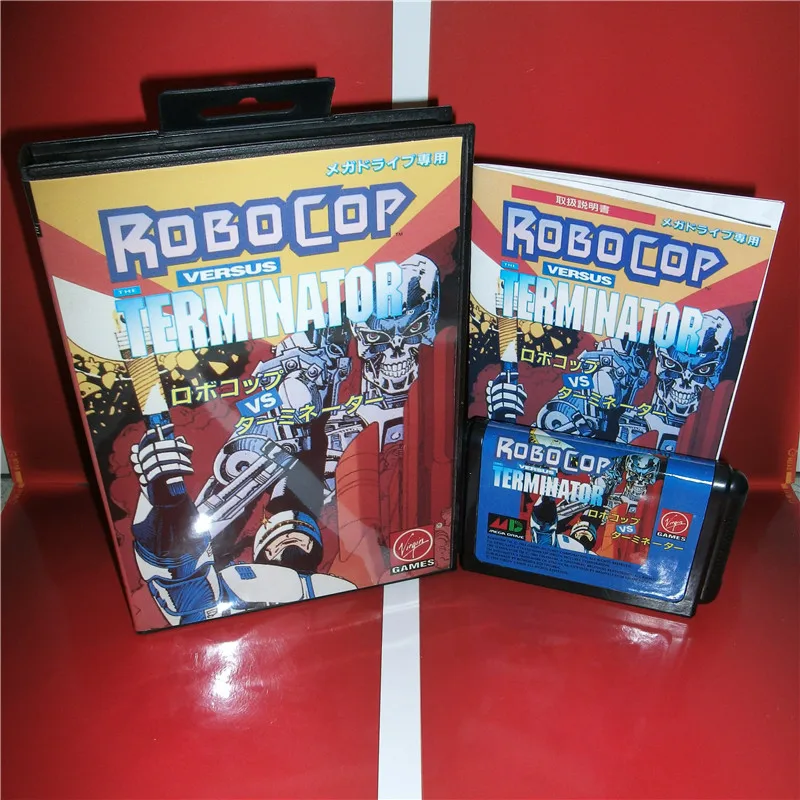 

Robocop VS Terminator Japan Cover with Box and English Manual for MD MegaDrive Genesis Video Game Console 16 bit MD card