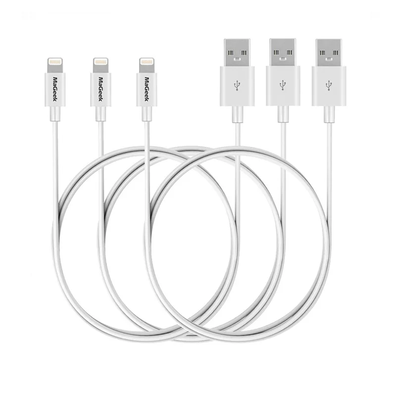 MaGeek [3-Pack] 1 м кабели для мобильных телефонов сертифицированные MFi кабели Lightning-USB для iPhone Xs Max X 8 7 6 5 iPad Air iOS 11 10 - Цвет: White x 3 Cables