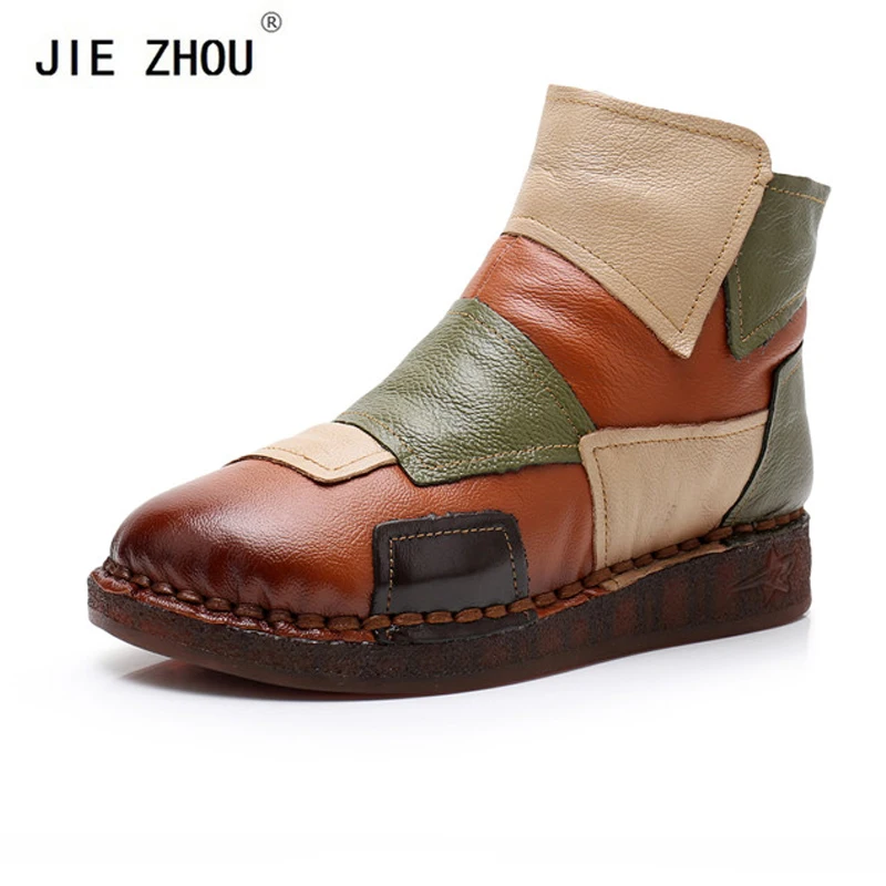 

Fashion Warm Snow Boots Winter boots New arrival Mixed Colors Genuine Leather Ankle boots women shoes Handmade Soft shoes woman