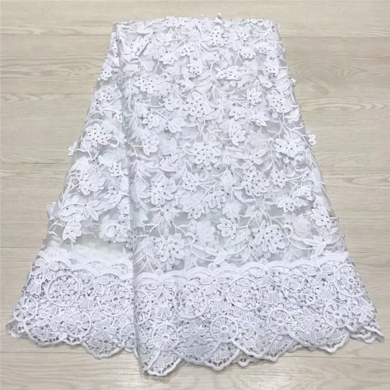 

High Quality Swiss Voile Lace 2019 African White Nigeria Lace Fabric With Beads and stones,African Lace Fabric For Clothes