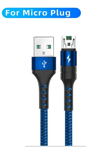 Кабель Micro usb type C 5A провод для быстрой зарядки для Oppo R15 зарядное устройство через Micro Usb кабель для передачи данных usb C зарядка Кабо для Oneplus 6t huawei P20 - Цвет: Blue For Micro