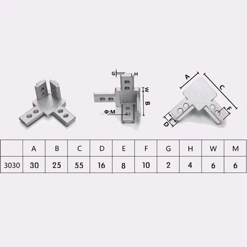 Промо-акция! Набор из 4 шт. 3030 серии 3-сторонний Выход Конец угловой кронштейн разъем, с винтами для Стандартный 8 мм Т-образное гнездо Алюминий штранг-прессования профиль