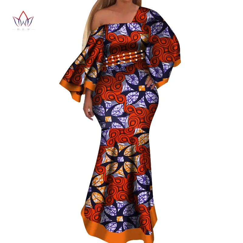 Новые африканские платья для женщин bazin riche стиль femme африканская одежда изящная леди принт воск размера плюс платье для вечеринок WY4044