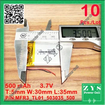 

10 pcs Polymer battery 500mah 3.7 V 503035 smart home MP3 speakers Li-ion battery for dvr,GPS,mp3,mp4,cell phone,speaker 500 mah