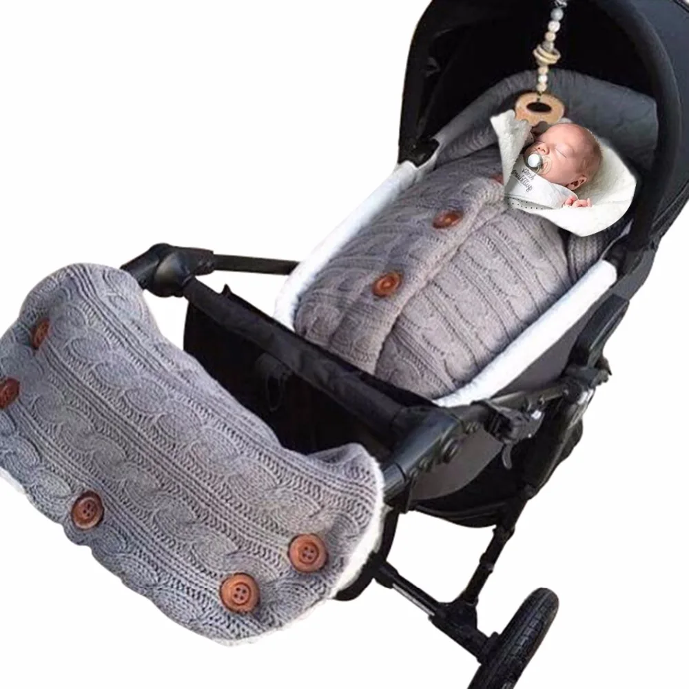 Плотный детский конверт для пеленания, вязаный конверт, спальный мешок для новорожденных, детское теплое Пеленальное Одеяло, коляска с грелкой для рук, чехол для перчаток