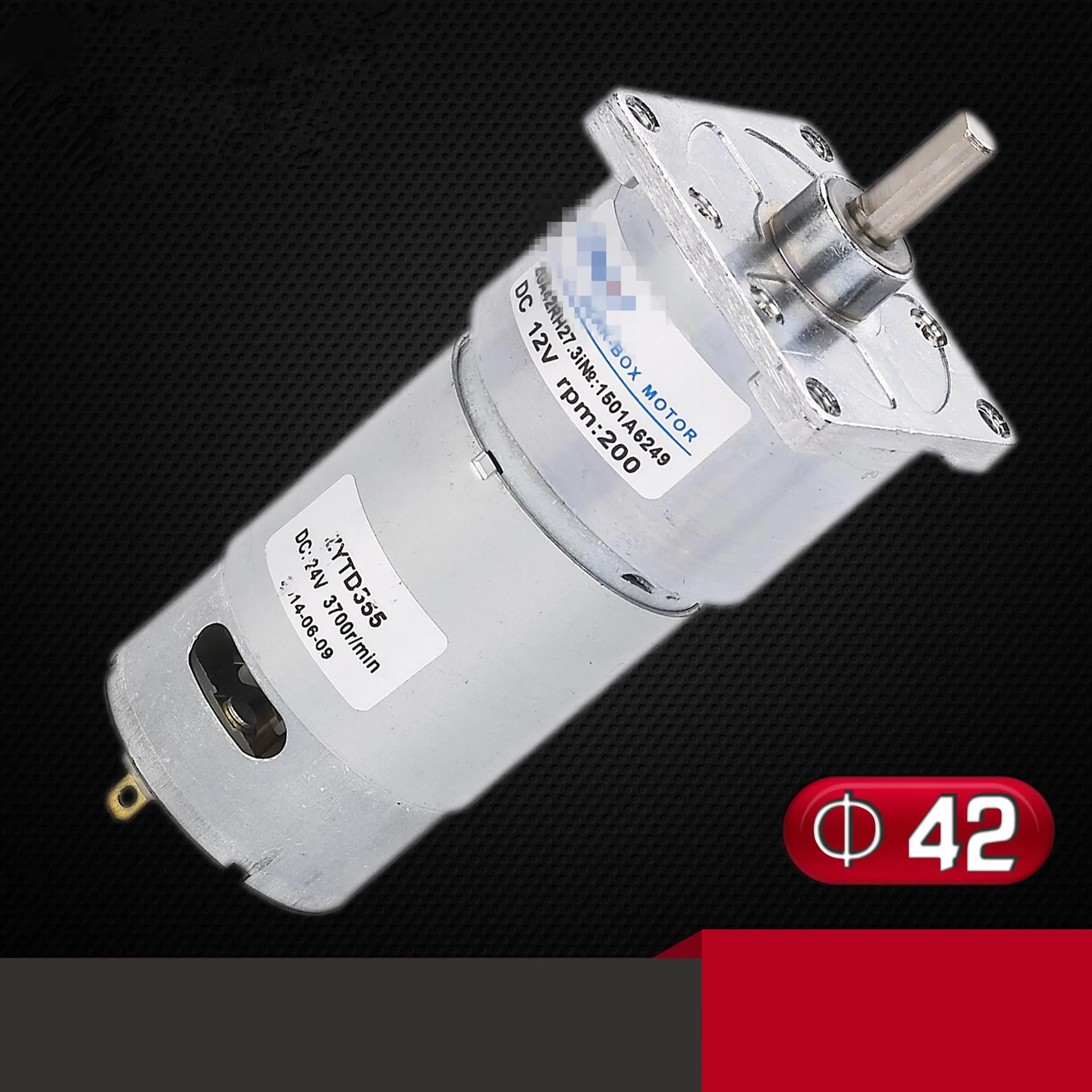 

ZGA42FH DC Geared Motor 42mm DIA Square Clamshell DC 12V 24V Output Shaft Center 10RPM-750RPM