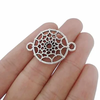 

20 x Round Dream Catcher Connector Charms for DIY Bracelet Necklace Jewelry Making Findings 33x23mm
