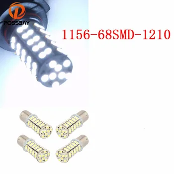 

POSSBAY 4Pcs 1156 68 SMD 1210 Car Parking Tail LED Lights 68smd Auto Reverse Backup Lamps DC 12V Car White Fog Lamps