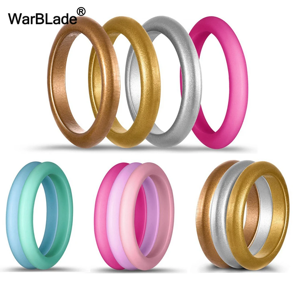 10pc/set 3mm Size 4-8 Food Grade FDA Silicone Ring Hypoallergenic Crossfit Flexible Sports Rubber Finger Rings For Women Wedding