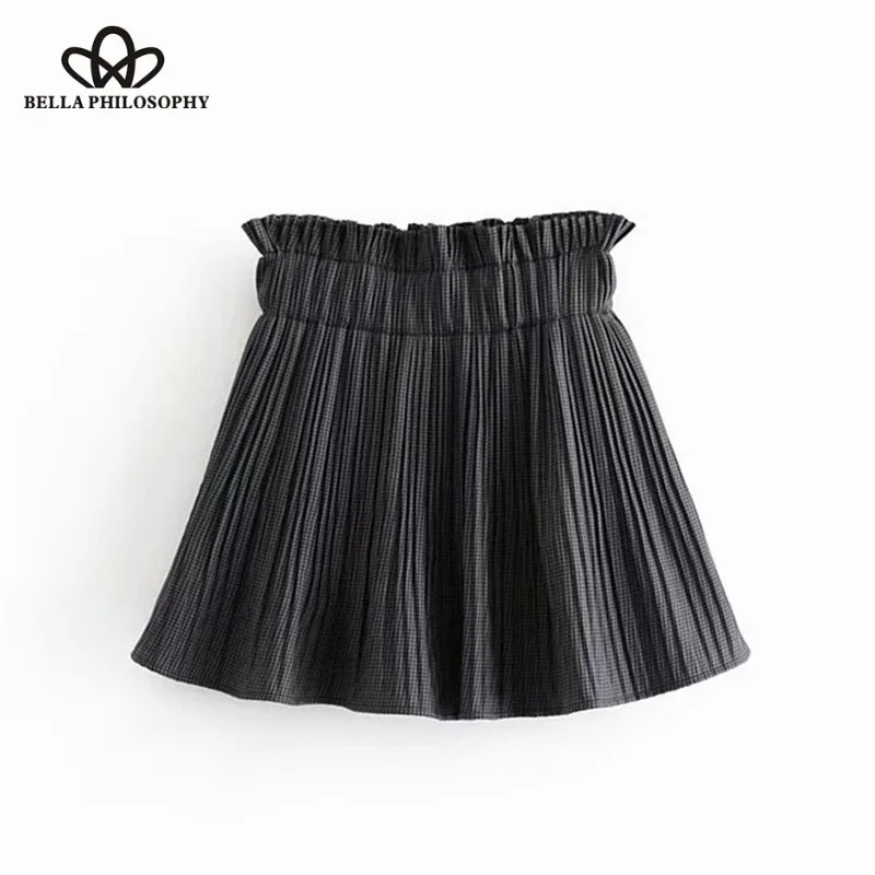 Wonder 2018 new Vintage Chic Plaid Pleated Mini Skirt Elastic Waist A Line Streetwear Ladies Skirts Casual Faldas Mujer