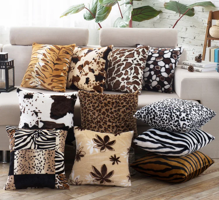Модный стильный Сексуальный леопардовый Зебра плюшевый мягкий теплый фланелевый домашний декоративный чехол для подушки
