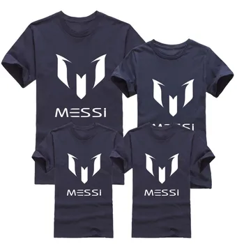12 color brand 100% cotton Barcelona MESSI Soccer Family Matching Outfits Short-sleeved fashion boys girls child  family T-shirt