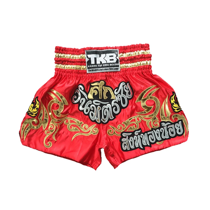 Goedkoop Nieuwste muay thai shorts thai boksen apparatuur hanwrap borduren thai shorts