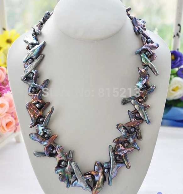 

ddh001463 BLACK BAROQUE KESHI REBORN ROUND PEARL NECKLACE