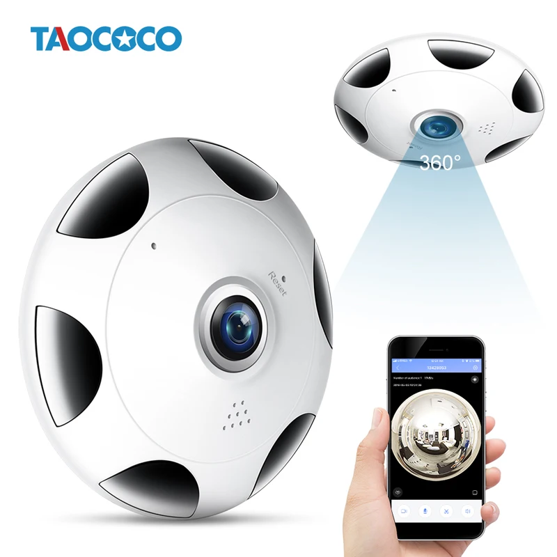 

TAOCOCO 1536P HD IP Security Camera 3.0MP Wireless WiFi 360 Degree Panoramic Fisheye Surveillance Camera IR Night Vision Camera
