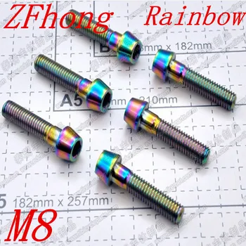 

4PCS Titanium Ti M8*16/20/25/30/35/40 colourful rainbow Allen Key Taper Head Bolt Screw for Bicycle Stem Seatpost