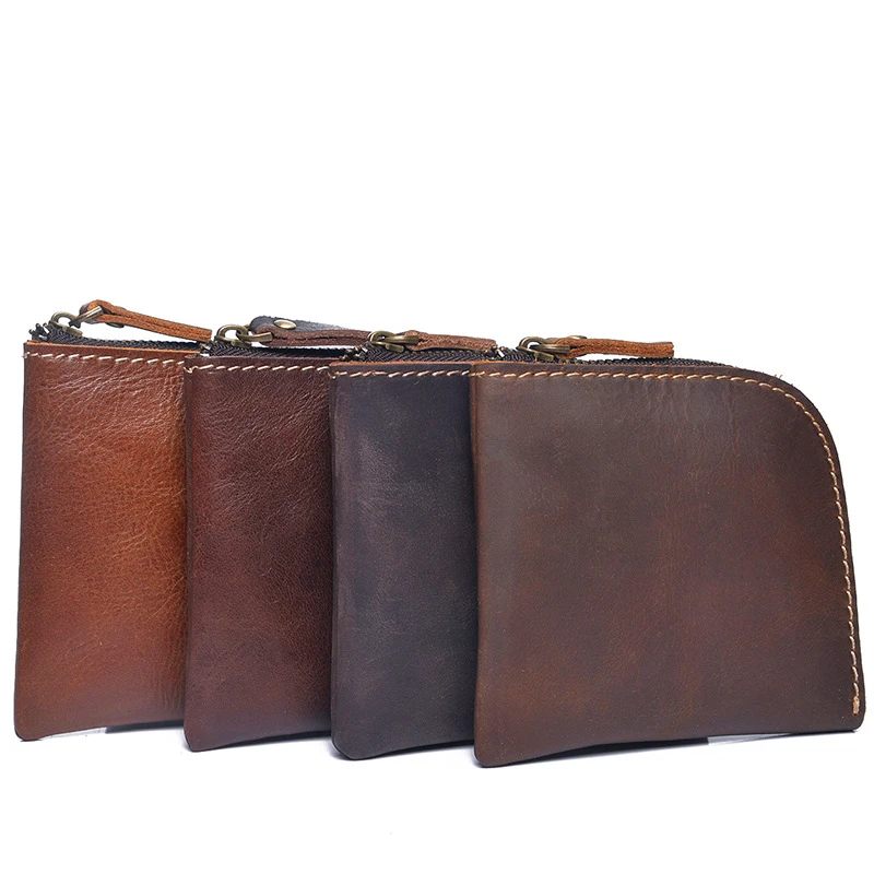 2pcs Mini Coin Purse Holder Leather Coin Pouch Purses With Key Ring