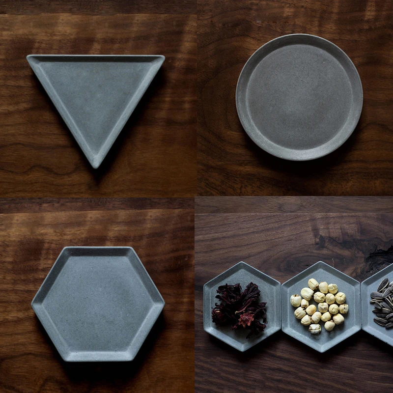 

Concrete Silicone Mold Geometric Design Tray Diy Round Hexagon Shaped Cement Candle Tray Storage Flower Pot Base Mold