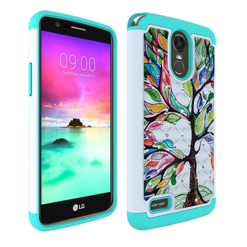

For LG Stylo 3 Stylo3 LS777 Spot Drill Painting Soft Silicone + PC 2 in 1 Material Armor Protective Case Cover For LG Stylus 3