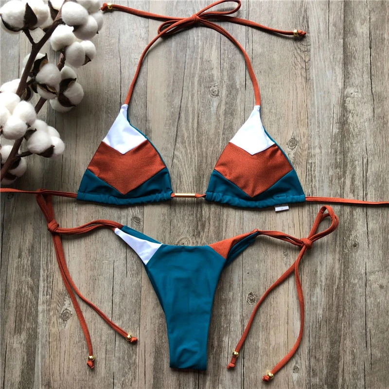Купальник пуш-ап летний сексуальный купальник женский набор бикини в форме треугольника купальный костюм купальник-бикини - Цвет: K04