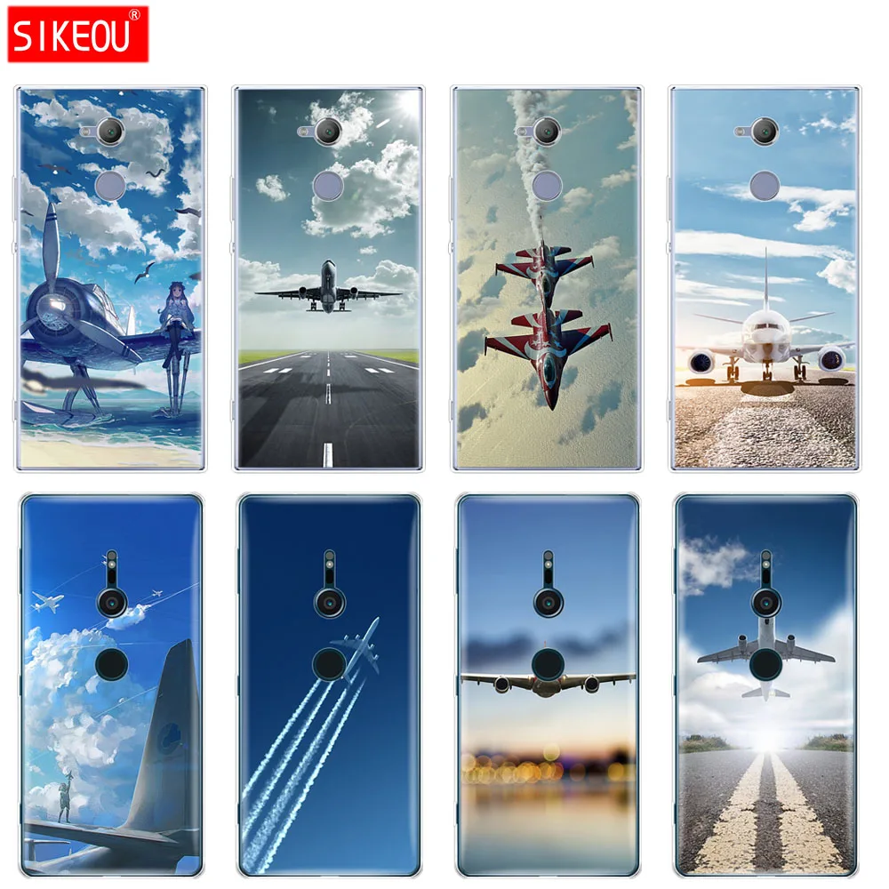 

silicone Cover phone Case for sony xperia XA1 XA2 ULTRA PLUS L1 L2 XZ1 XZ2 compact XZ PREMIUM Aircraft sky airport
