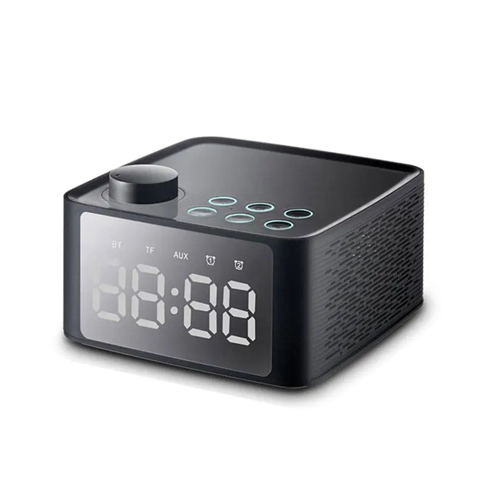 

Bluetooth 5.0 Alarm Clock Speaker LED Screen Display Music Player Support Aux TF USB FM Radio for Bedroom Office