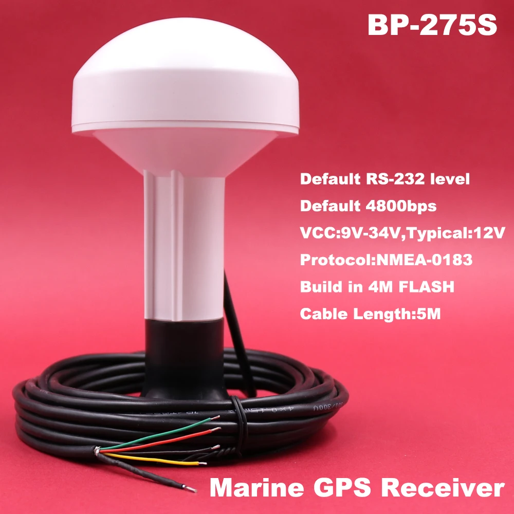 

Boat ship GPS Antenna module Marine GPS Receiver Antenna, VCC 12V, 4800bps,RS232, 4M Flash DIY Connector with screw tube,BP-275S