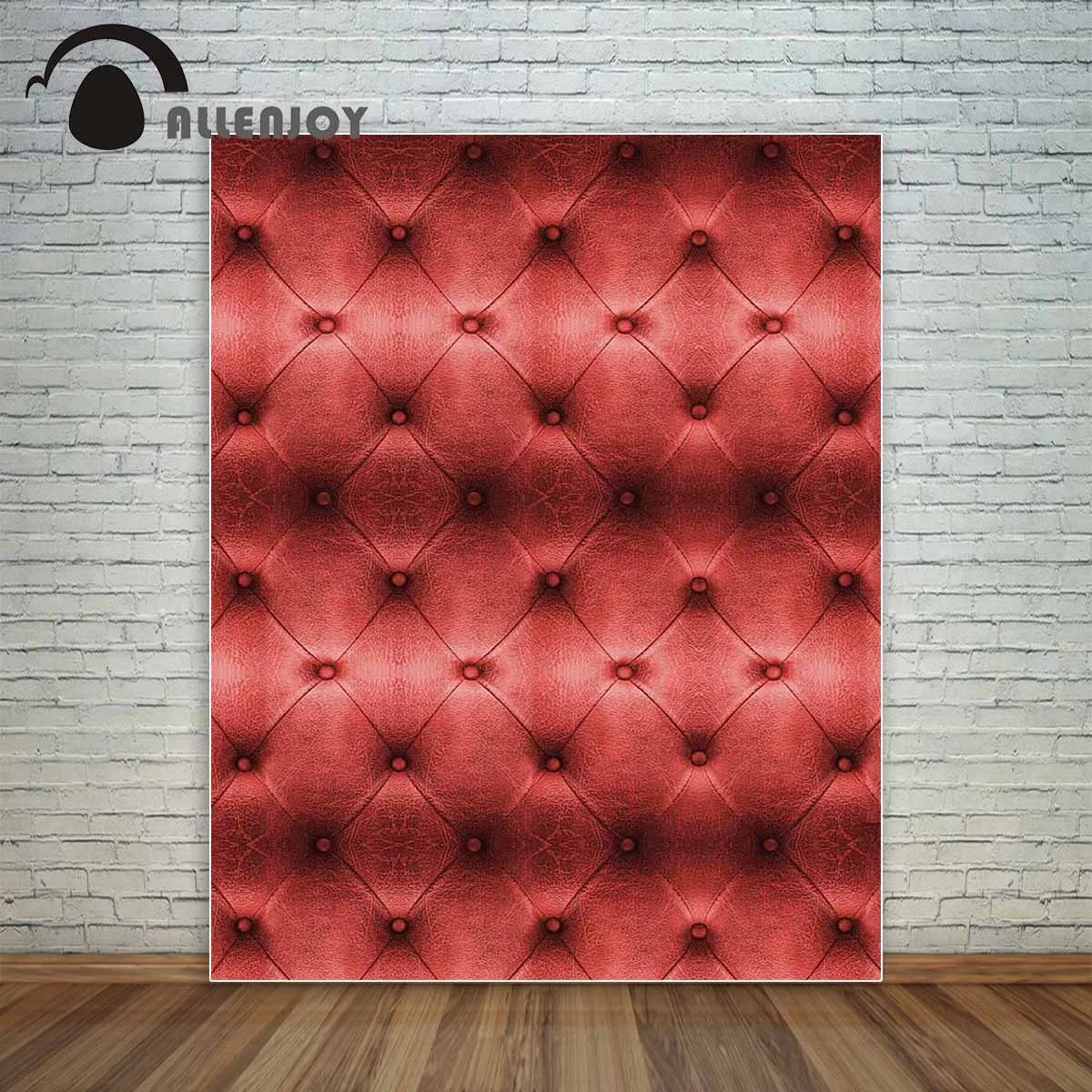 Allenjoy vinyl photo backdrop Luxury red leather sofa texture classic button bed board