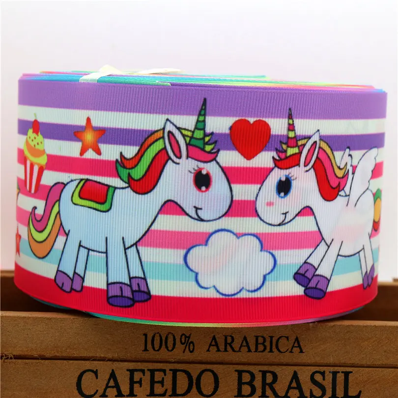 

DUWES 3 ''Единорог полоса печатная grosgrain лента hairbow головной убор вечерние украшения 75 мм OEM D636