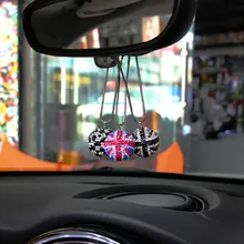 Автомобиль Украшения красный Кристалл черный юнион джек Клетчатый висит аксессуары для интерьера