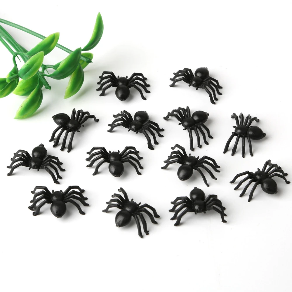 50 Stuks 21*14Mm Plastic Zwarte Spin Halloween Spookhuis Rekwisieten Nep Spinnen Voor Halloween Prank Realistische props|props|props decoration - AliExpress