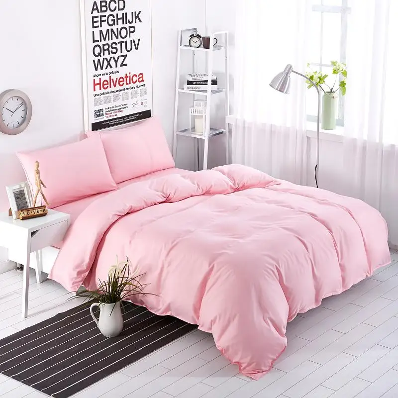 New Bedding Set Sweetheart Full Pink Style Striped Bed Sheet Duver Quilt Cover Pillowcase Soft ...