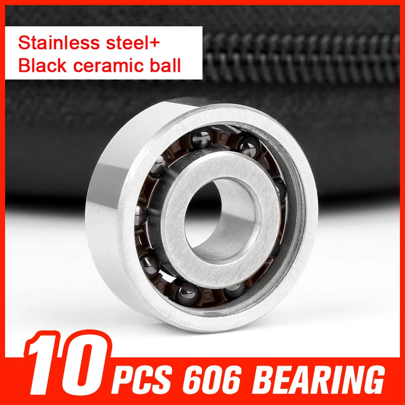 10pcs 606 Bearing 9 Black Ceramic Beads Stainless Steel Bearings