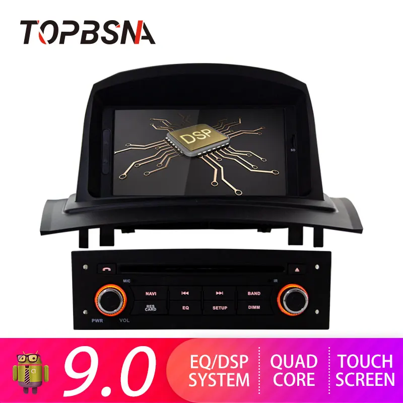 

TOPBSNA Android 9.0 1 Din Car DVD Player Stereo System For MEGANE II/Fluence 2002-2008 Radio GPS Navi WIFI headunit RDS USB Auto