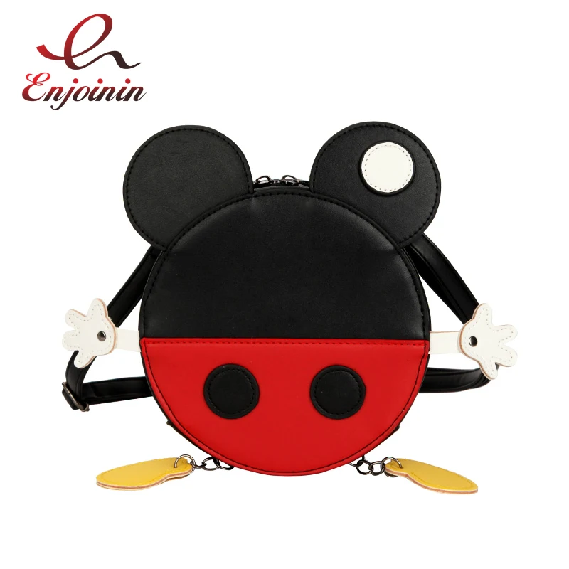 

Cute Cartoon Character Design Round Pu Young Girl's Shoulder Bag Crossbody Mini Messenger Bag Multifunction Tote Flap Women Bag