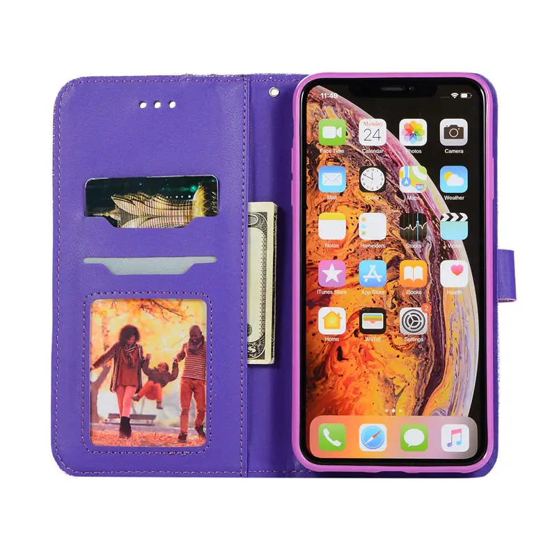Кожаный чехол-бумажник с откидной крышкой для iPhone 5 6 6s 7 8 Plus X xs Max блестщик Чехол-бумажник для XR чехол для телефона Coque